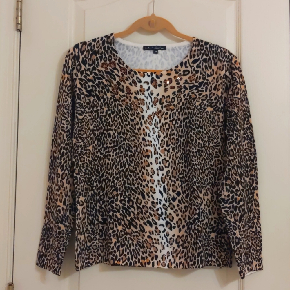 PIERRI NY Animal print bling top PM